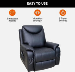 Leather Recliner Chair Electric Massage Sofa Armchair With 8 Point Heated Rockin - thumbnail 5
