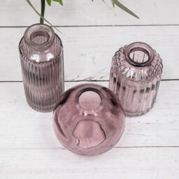 Annibells Set Of 3 Purple Amethyst Vintage Glass Bottles (9621) - thumbnail 2