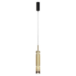 Luminosa Lighting Luminosa Ordo Modern Slim Pendant Ceiling Light Black 3000K 920Lm Cognac Shade - thumbnail 1
