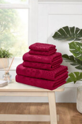 Rapport Home Versailles Jacquard Bath Sheet Pure Cotton Ruby - thumbnail 3