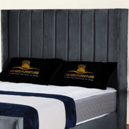 UKBEDFURNITURE Empire Wingback Steel Plush Valvet Upholstered Gas Lift Ottoman Storage Bed With 10 Inch Orthopedic Mattres - 48 Inch Headboard - thumbnail 2