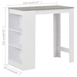 Berkfield Bar Table With Shelf White 110X50X103 Cm - thumbnail 6