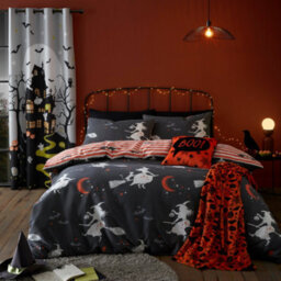 Bedlam Boo Halloween Plush Orange Fleece Throw - thumbnail 2