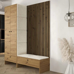 Hallway Anteroom Balma Iii With Flexible Layout Options In Artisan Black With Beige Panels