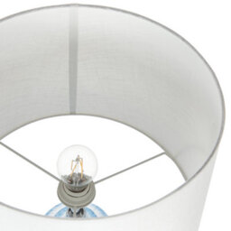 Beliani Blue Ceramic Table Lamp With White Fabric Shade, 66 Cm Classic Bedside Light - thumbnail 6