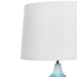 Beliani Blue Ceramic Table Lamp With White Fabric Shade, 66 Cm Classic Bedside Light - thumbnail 5
