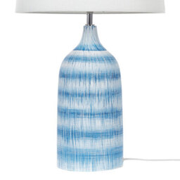 Beliani Blue Ceramic Table Lamp With White Fabric Shade, 66 Cm Classic Bedside Light - thumbnail 4