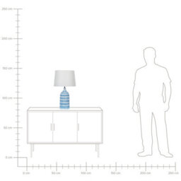 Beliani Blue Ceramic Table Lamp With White Fabric Shade, 66 Cm Classic Bedside Light - thumbnail 8