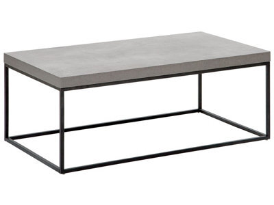 Beliani Industrial Glam Concrete-Look Coffee Table 100 X 60 Cm, Grey Matt Top With Black Iron Legs - image 1