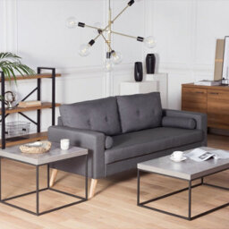 Beliani Industrial Glam Concrete-Look Coffee Table 100 X 60 Cm, Grey Matt Top With Black Iron Legs - thumbnail 2