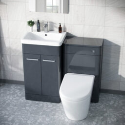 Nes Home Afern 500mm Vanity Unit, Wc Unit And Round Btw Toilet Anthracite - thumbnail 3