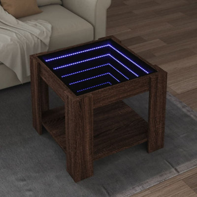 Berkfield Coffee Table With Led Brown Oak 53X53X45 Cm Engineered Wood - image 1