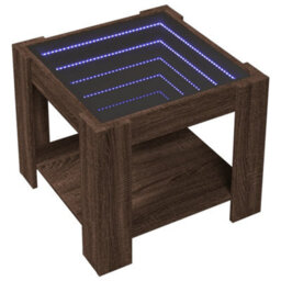 Berkfield Coffee Table With Led Brown Oak 53X53X45 Cm Engineered Wood - thumbnail 3