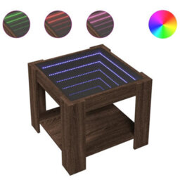 Berkfield Coffee Table With Led Brown Oak 53X53X45 Cm Engineered Wood - thumbnail 2
