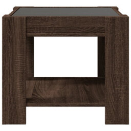 Berkfield Coffee Table With Led Brown Oak 53X53X45 Cm Engineered Wood - thumbnail 7