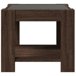 Berkfield Coffee Table With Led Brown Oak 53X53X45 Cm Engineered Wood - thumbnail 6