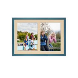 AK Frames 20X14 Navy Blue Sleek Multi Photo Frame With Ivory Mount - Holds 2 Apertures (2X) A4 Photos - thumbnail 1