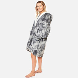 Ohs Tie Dye Zip-Up Oversized Hooded Blanket Sweater, Charcoal - Adults - thumbnail 3