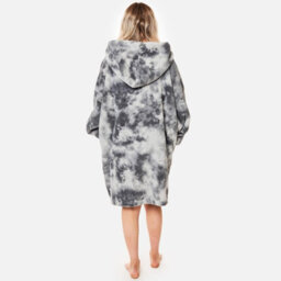 Ohs Tie Dye Zip-Up Oversized Hooded Blanket Sweater, Charcoal - Adults - thumbnail 4