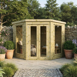 Mercia 7X7 Ft Pent Wooden Summer House With Double Door & 2 Windows - thumbnail 1