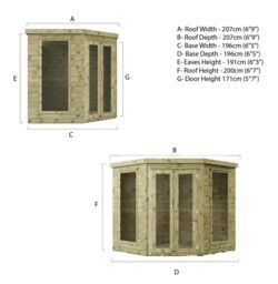 Mercia 7X7 Ft Pent Wooden Summer House With Double Door & 2 Windows - thumbnail 2