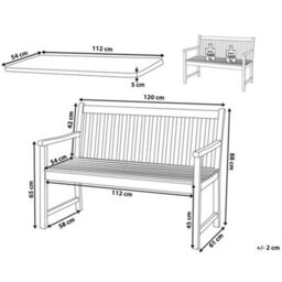 Beliani Garden Bench With Cushion Vivara 120 Cm Certified Acacia Wood Navy Blue - thumbnail 3