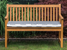 Beliani Garden Bench With Cushion Vivara 120 Cm Certified Acacia Wood Navy Blue - thumbnail 2