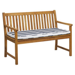 Beliani Garden Bench With Cushion Vivara 120 Cm Certified Acacia Wood Navy Blue - thumbnail 4
