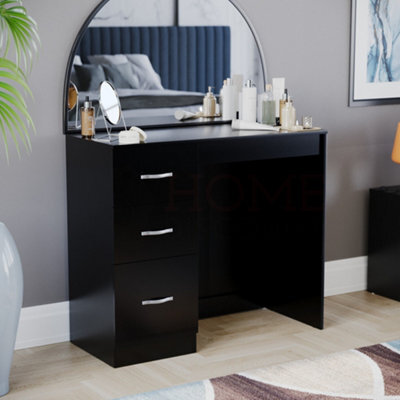 Lassic Vida Designs Riano Black 3 Drawer Bedroom Vanity Dressing Table - image 1
