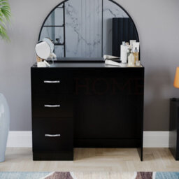 Lassic Vida Designs Riano Black 3 Drawer Bedroom Vanity Dressing Table - thumbnail 4