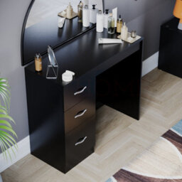 Lassic Vida Designs Riano Black 3 Drawer Bedroom Vanity Dressing Table - thumbnail 5