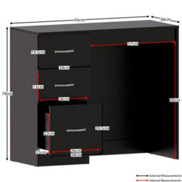 Lassic Vida Designs Riano Black 3 Drawer Bedroom Vanity Dressing Table - thumbnail 2