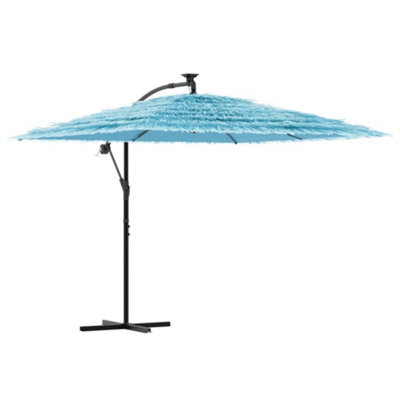 Berkfield Durable Garden Parasol With Steel Pole Blue 269X269X235 Cm