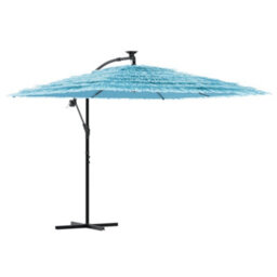 Berkfield Durable Garden Parasol With Steel Pole Blue 269X269X235 Cm