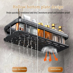 2Pcs No Drill Bathroom Shelf Shower Corner Rack - thumbnail 5