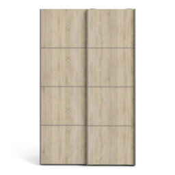 Furniture To Go Verona Sliding Wardrobe 120Cm In White With Oak Doors With 5 Shelves - thumbnail 2