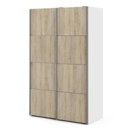 Furniture To Go Verona Sliding Wardrobe 120Cm In White With Oak Doors With 5 Shelves - thumbnail 3