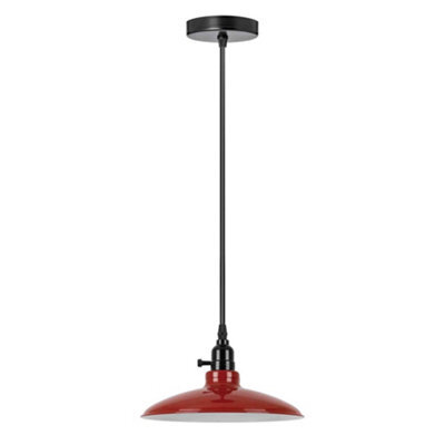 Industrial Red Metal Pendant Light E27 Adjustable Hanging Lamp, Vintage Dome Ceiling Light With 95Cm Cable - image 1