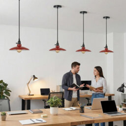 Industrial Red Metal Pendant Light E27 Adjustable Hanging Lamp, Vintage Dome Ceiling Light With 95Cm Cable - thumbnail 6