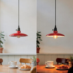 Industrial Red Metal Pendant Light E27 Adjustable Hanging Lamp, Vintage Dome Ceiling Light With 95Cm Cable - thumbnail 9