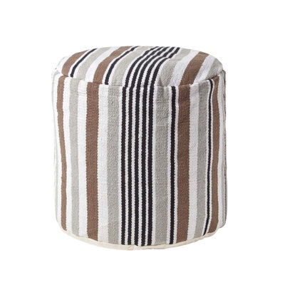 Homescapes Grey, Black And White Stripe Bean Filled Pouffe Tall 45 X 40 Cm - image 1