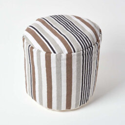 Homescapes Grey, Black And White Stripe Bean Filled Pouffe Tall 45 X 40 Cm - thumbnail 3