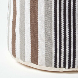 Homescapes Grey, Black And White Stripe Bean Filled Pouffe Tall 45 X 40 Cm - thumbnail 4