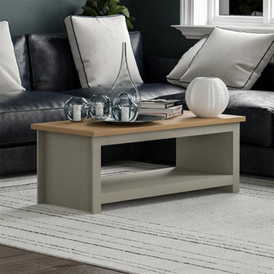 Coffee Table 1 Shelf Storage Mdf Living Room Modern Furniture Grey - image 1