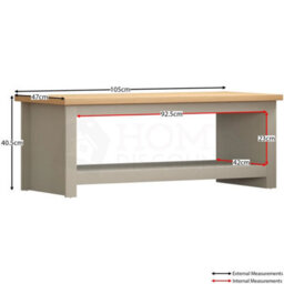 Coffee Table 1 Shelf Storage Mdf Living Room Modern Furniture Grey - thumbnail 2