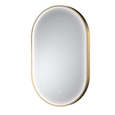 Balterley Quixhill Oval Inset Framed Led Touch Sensor Mirror With Demister Pad, 800X500mm - Brushed Brass - image 1