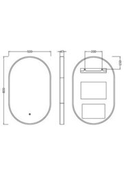Balterley Quixhill Oval Inset Framed Led Touch Sensor Mirror With Demister Pad, 800X500mm - Brushed Brass - thumbnail 6