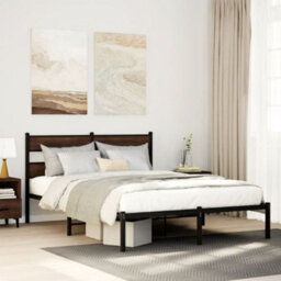 Berkfield Bed Frame Without Mattress With Headboard Brown Oak 140X190 Cm - thumbnail 1
