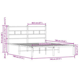 Berkfield Bed Frame Without Mattress With Headboard Brown Oak 140X190 Cm - thumbnail 9