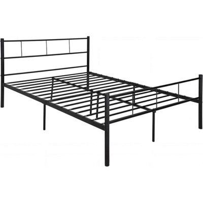 Black Metal Bed Frame 4Ft6 Double Modern Sturdy Alloy Steel - image 1